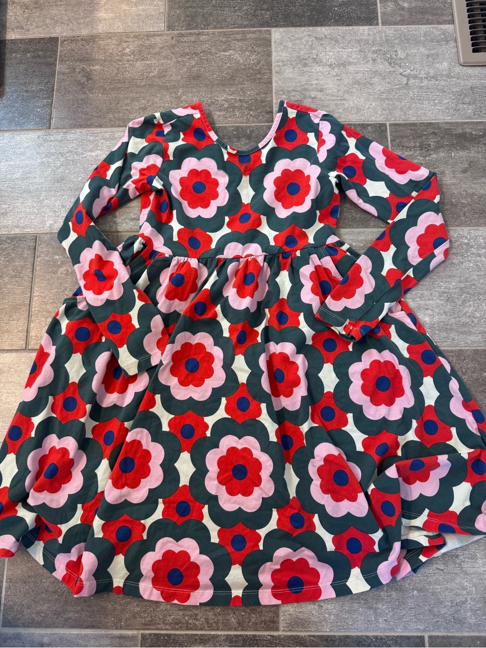 Hanna Andersson Floral Print Long Sleeve Dress - Pink & Red, long sleeve, US 12
